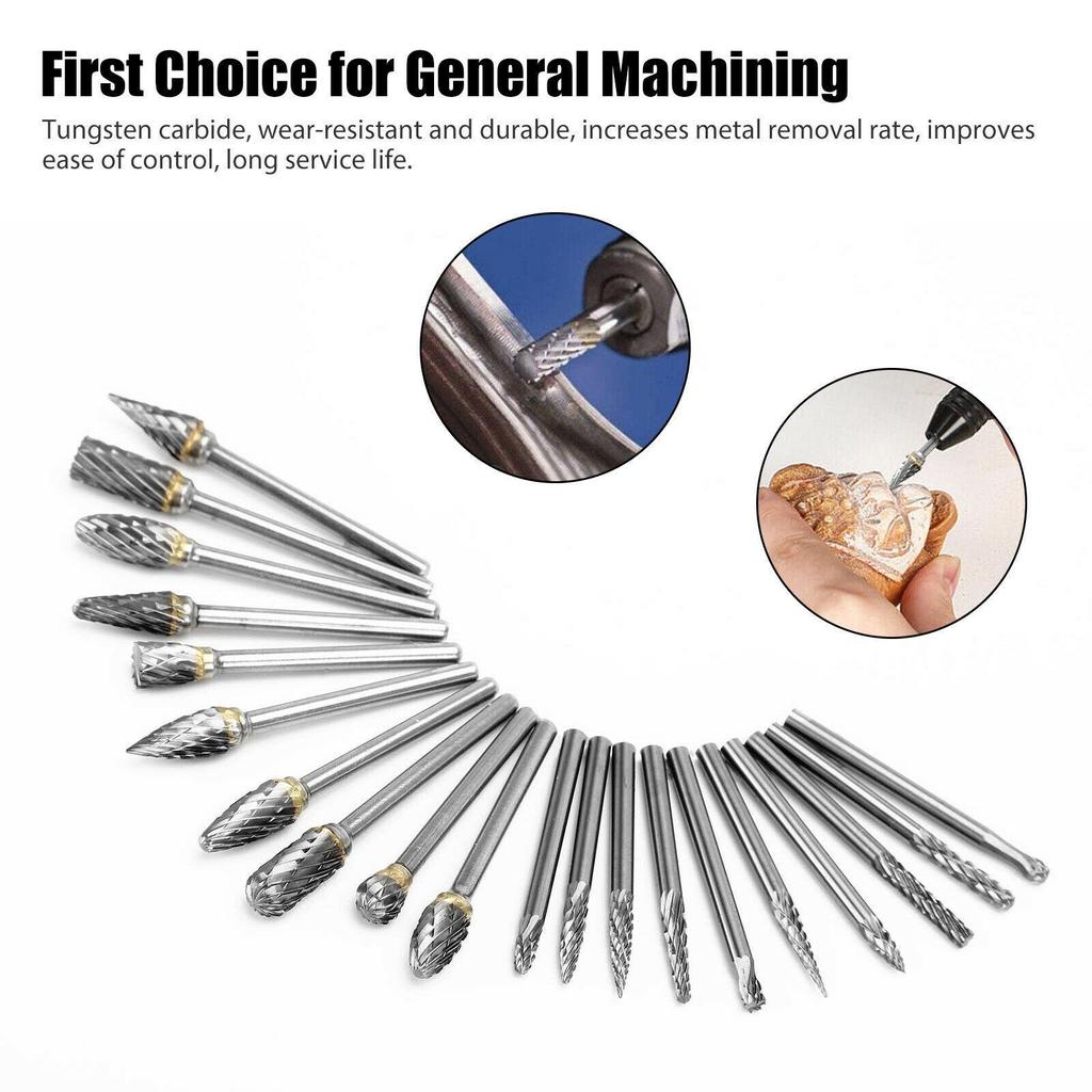 20pcs Tungsten Steel Carbide Burr Grinder Head Die Grinder Rotary Drill Bits