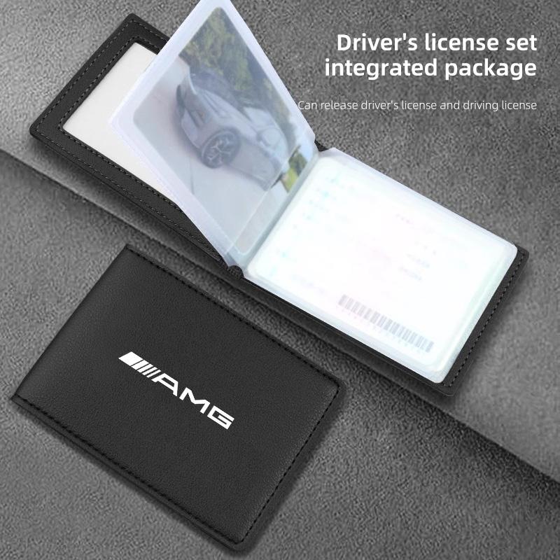 Ultra-Thin Car Driver License Bag ID Card Leather Cover For Mercedes Benz AMG GLE GLS CLA CLE GLC CLS GLA W223 Tire Valve Cap