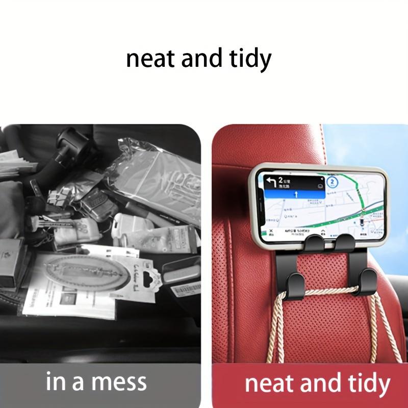 1/2pcs Car Seat Headrest Hook Hanger Black Storage Organizer Universal For Handbag Purse Coat Fit Universal Vehicle Car Holder
