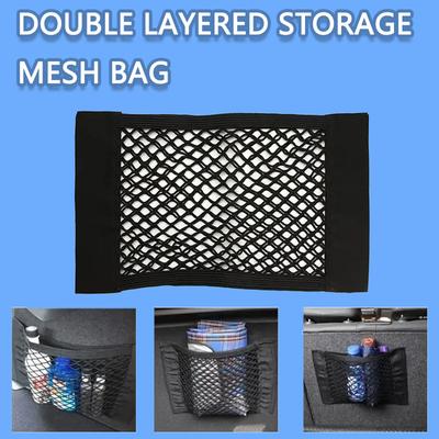 Auto-Kofferraum-Organizer aus Mesh, Aufbewahrungsnetz, Sitzlehnentasche, universelle SUV-Kofferraum-String-Taschen, Auto-Magic-Tape-Feuerlöscher-Netzwerk