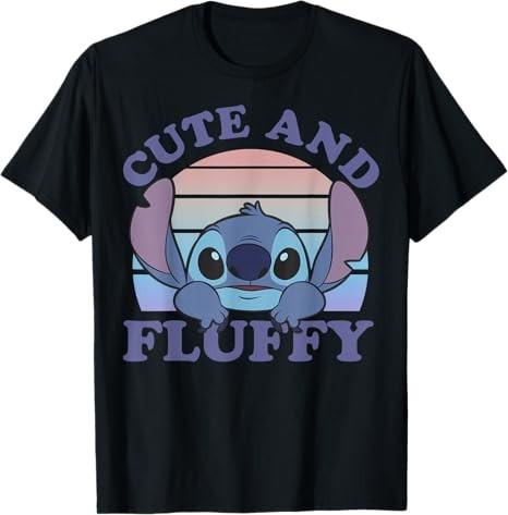 Lilo Stitch Day Cute And Fluffy Portrait Black TShirt S