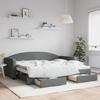 Pull Out Daybed with Drawers Dark Grey 90x200 cm Fabric