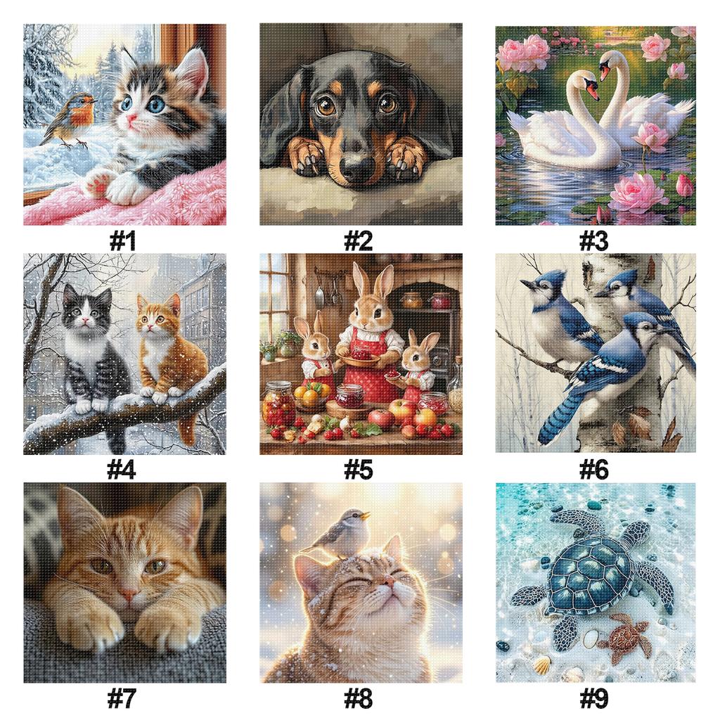 Animal Full 14CT DIY Counted Needlework for Adults Home Decor Patterns Arts Craft Kits 15.6x15.6In