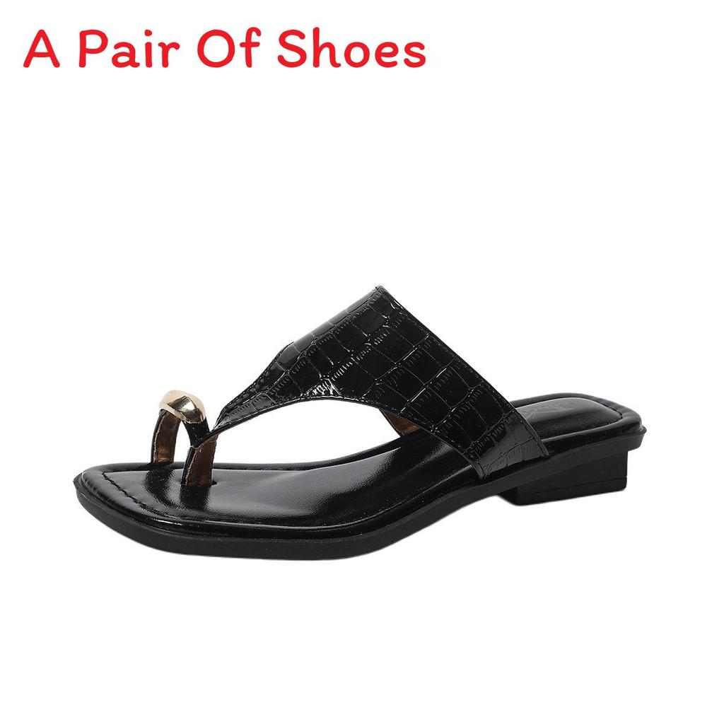 Pu Flat Slip On Sandals With Metal Details For Womens Casual Summer Outdoor Use