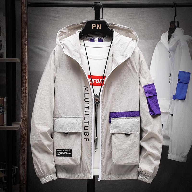 

Fashion Men s Sunscreen Clothing New Casual Large Size Summer Outdoor Sunscreen Clothing Jacket Tops Men s Jacket L серый