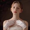 Ruched Cuff Full Finger Gloves Satin Material Wedding Accessories Gloves  Wedding Dress Use