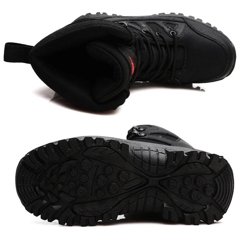 Теплые плюшевые зимние ботинки мужские повседневные высокие ботинки на шнуровке — фото 5