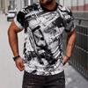 T-shirt da uomo con stampa digitale 3D, casual a girocollo a maniche corte