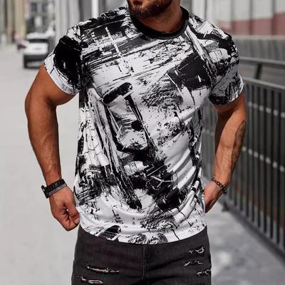 3D Digital Printing Men's T-shirt, Casual Round-neck Short-sleeved
