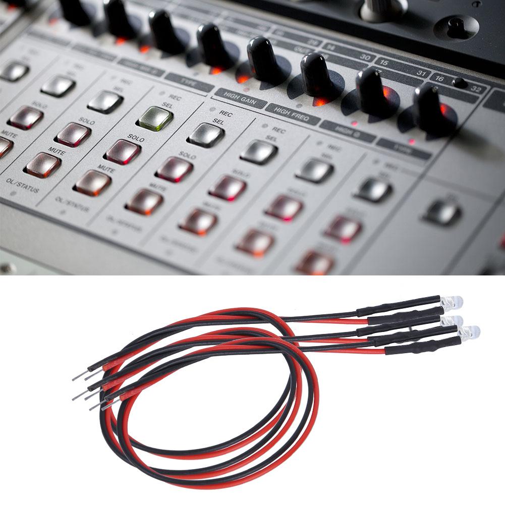 50Pcs 12V Prewired LED Light Emitting Diodes 3mm Round  Light Bead Multicolor Quick Flashing