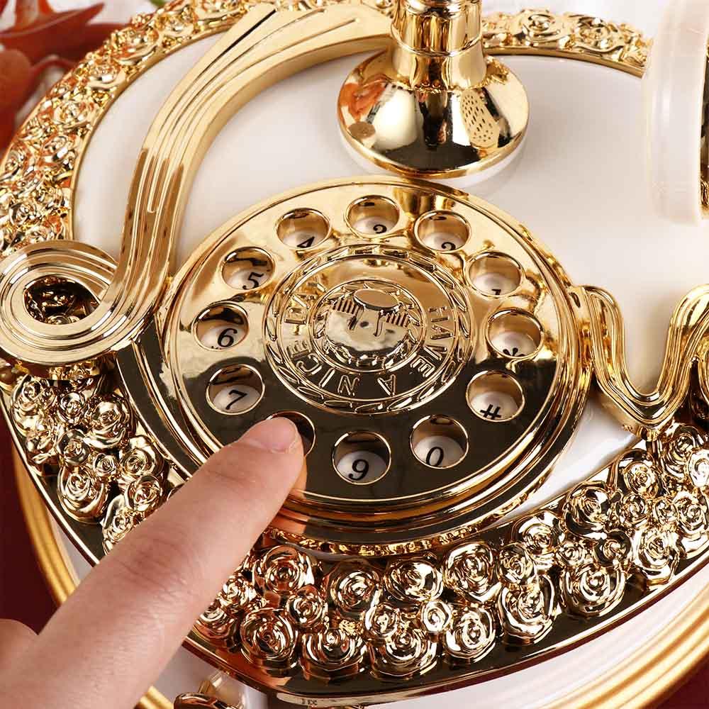 Desktop Ornaments Classic Style Telephone Music Box Light Luxury Old-fashioned Dial Telephone Miniatures Music Box ABS Porch