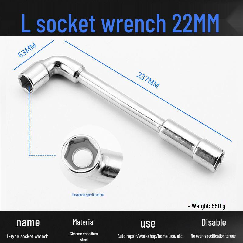 L-Shaped Hex Socket Wrench Set with Double-Ended Elbow and Perforated Pipe Wrench.