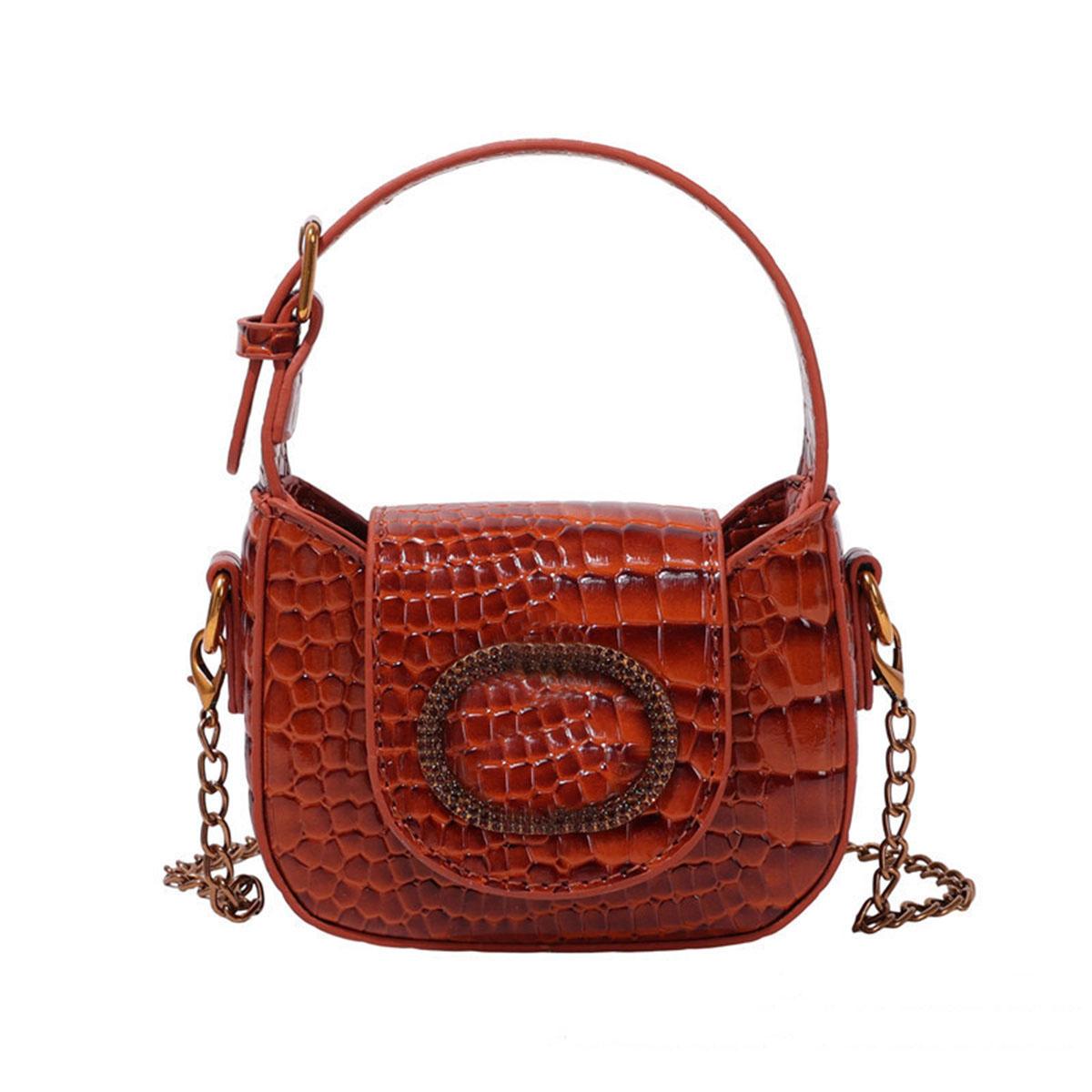 

Women K-G Mini Colorful Splicing Chain Bag Fashion And Versatile Snake Pattern Bag Single Shoulder Crossbody Bag Lipstick Pouch коричневий