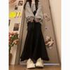 Korean Style Autumn & Winter Bow Tie Sweater and Fringe Skirt Two-Piece Set for Women