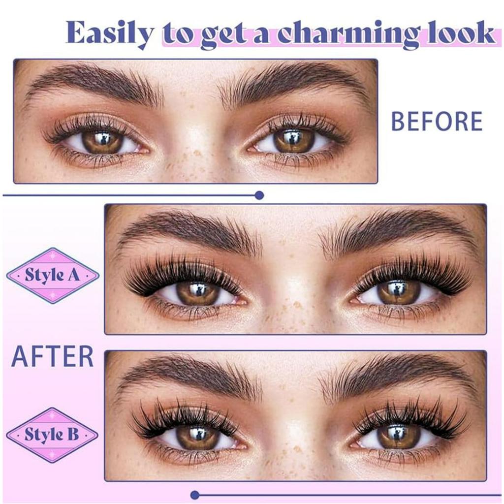 Magnetic Eyelashes with Applicator - No Glue Reusable Natural Look False Lashes, Easy Apply Lash Clusters for Daily Wear