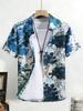 Herren Einfaches Freizeit-Kurzarmhemd Buntes Pflanzen-High-Definition-Druckhemd Atmungsaktives Hawaiianisches Outdoor-Herrenbekleidung