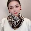 Magnetic buckle cotton and linen small square scarf silk scarf women's spring and autumn versatile neck protection scarf triangular scarf new warm sca
