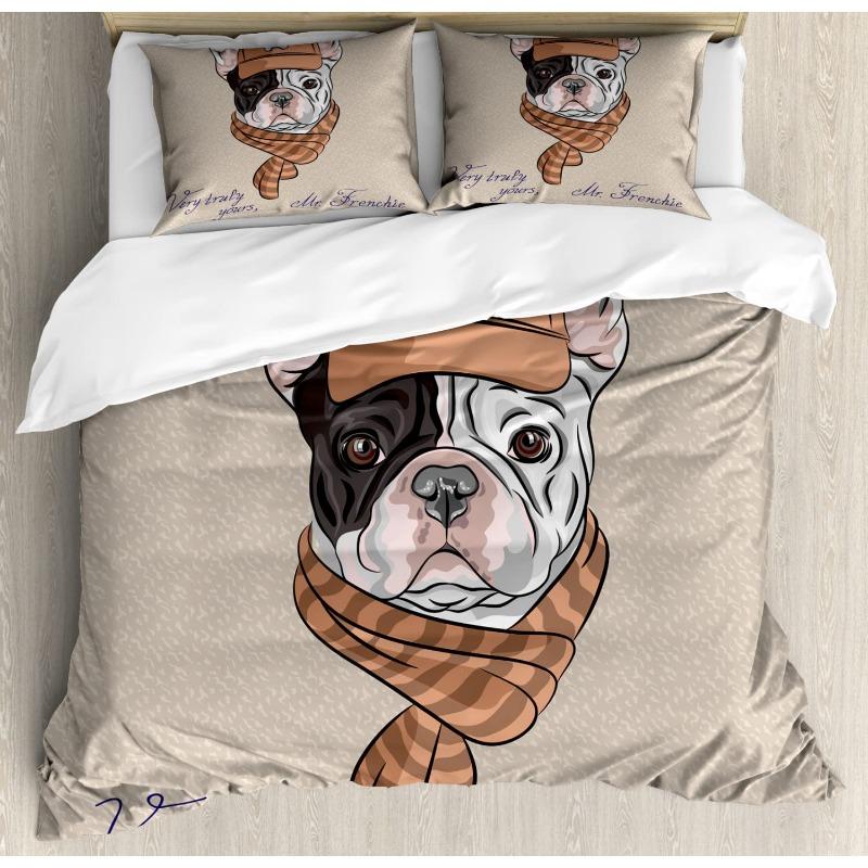 French Bulldog Duvet Cover Set Cute Animal Modern Decorative 3 Piece Bedding Set With 2 Pillowcase Dog Pattern Comforter Covers