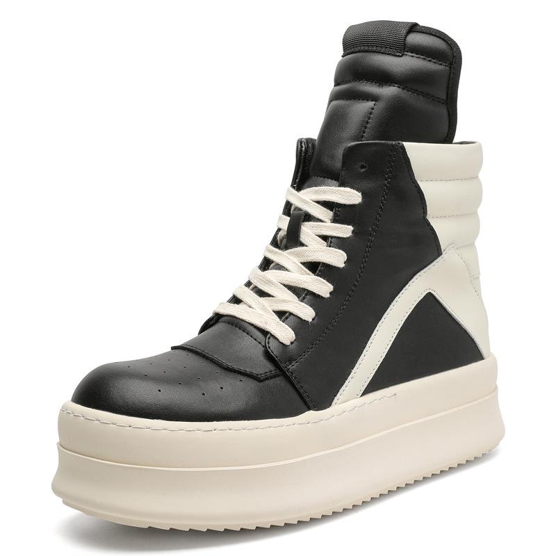 Autumn New Casual Black Small Leather Shoes with Front Zipper Design Martin Boots