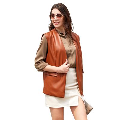 Sleeveless Pu Leather Vest Loose Large Size Women 'S Vest Cardigan Short Jacket Women