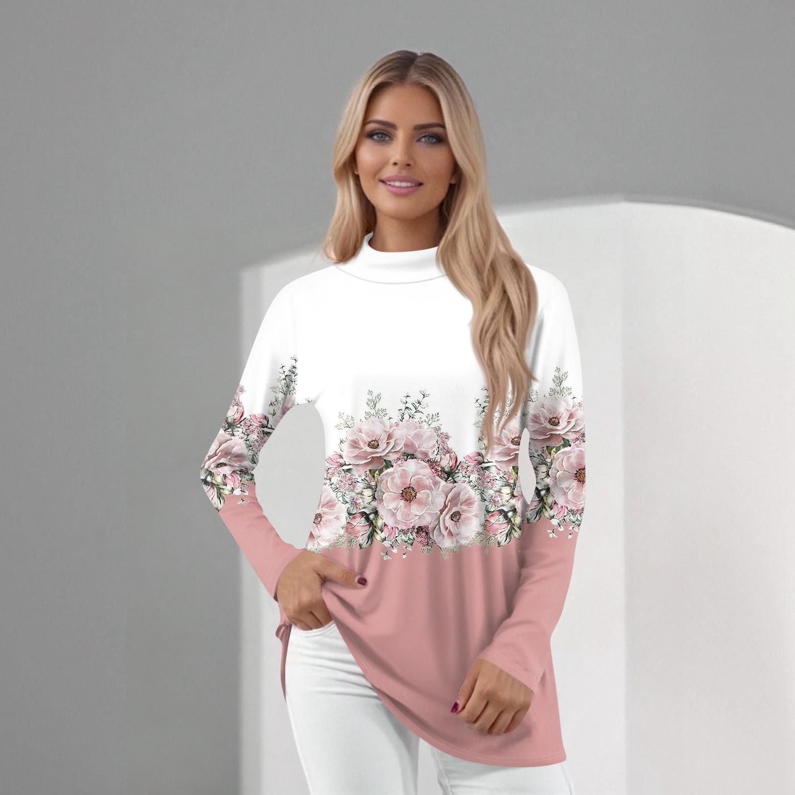 

Женский повседневный топ с длинным рукавом и средним воротником L