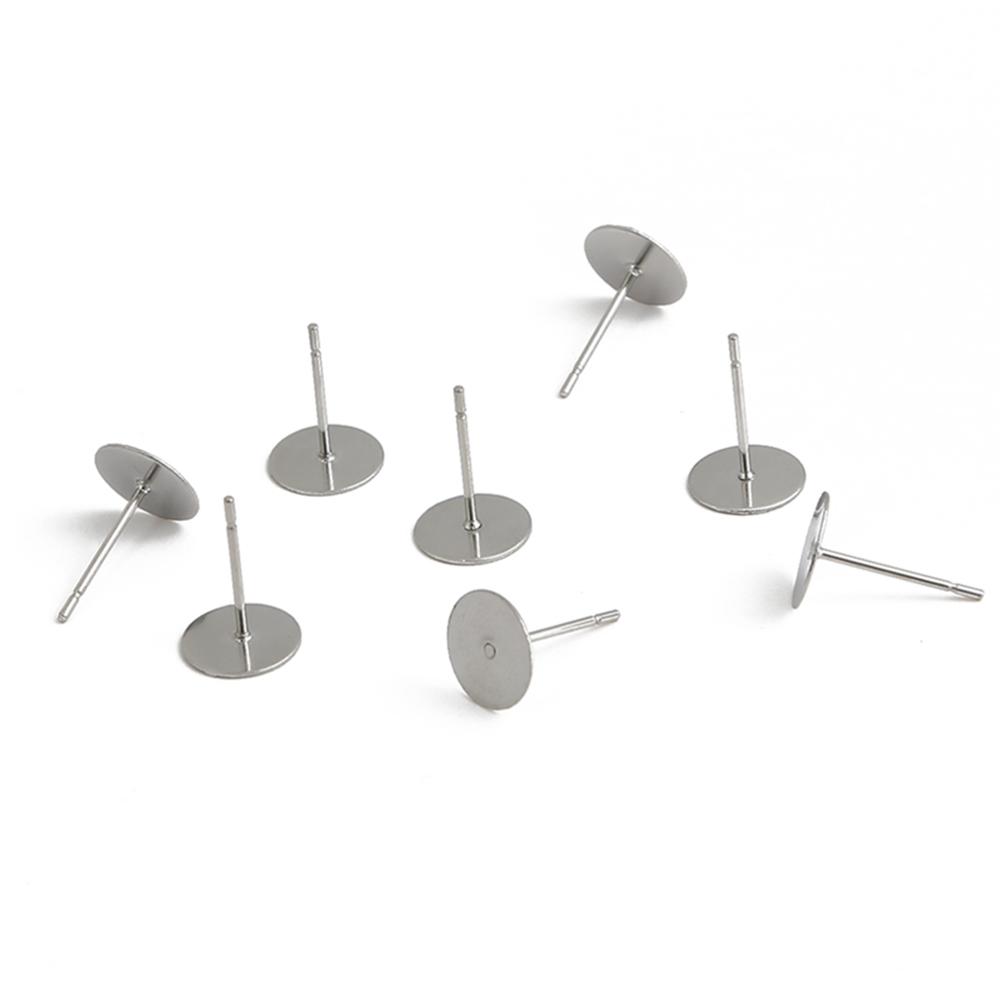 100-200pcs Stainless Steel Blank Post Flat Earring Stud Base Pins Earrings Earplug For DIY Earrings Jewelry Making Accessories
