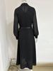 French Elegant Black Mesh Long Sleeve Waist-Cinching Slim Dress for Women