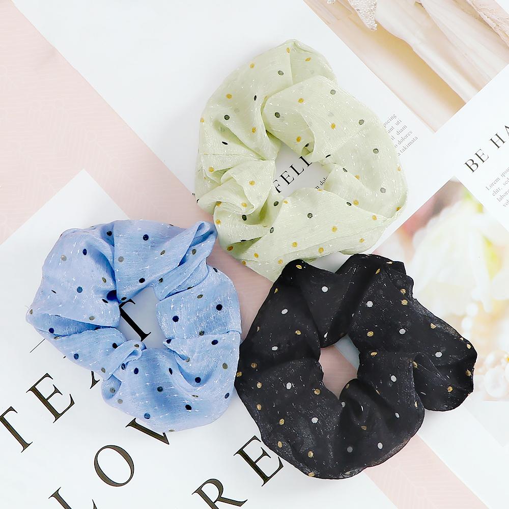 3 Stück Mode Mädchen Frauen Haarbänder Einfache Punkt Elastisches Leinen Garn Stirnband Haaraccessoires Haargummis Halter Scrunchie