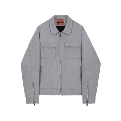 Wildlederjacke Herren Frühling und Herbst Koreanischer Stil Trendige Vielseitige Oberteile Lässige Herbst- und Winterlederbekleidung