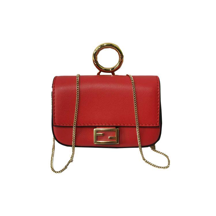 

Fendi Baguette Gold Logo Chain Shoulder Strap Leather Mini Bag Women Shoulder Bag Red 7AR844-2IH-F10A3 Basic Set (Bag+Dust Bag)