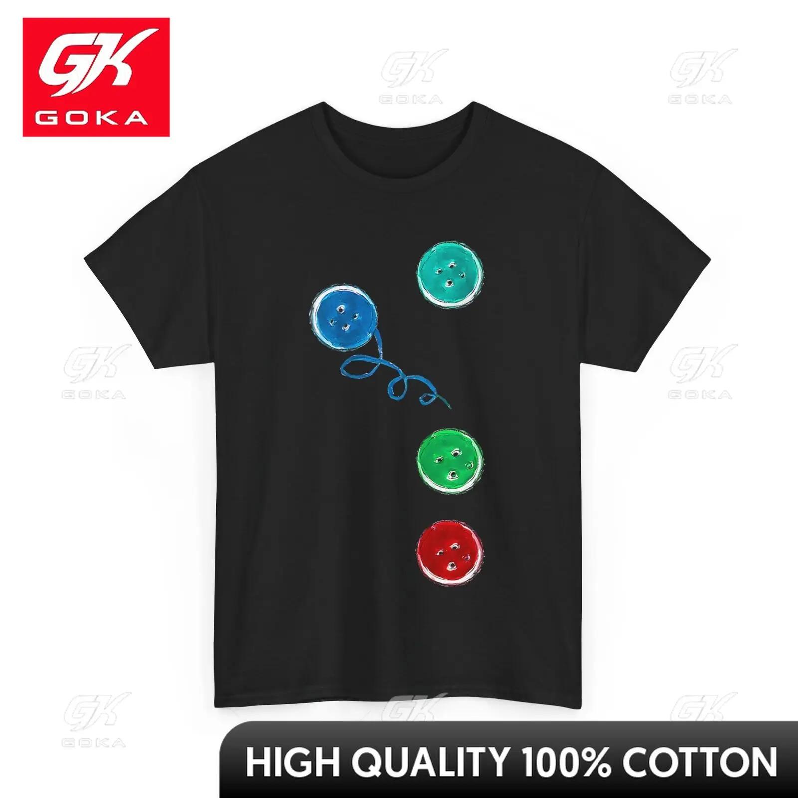 

Groovy Buttons Women Unisex Funny Eye Catching Crewneck Comfortable Cotton Graphic Casual Top for Summer Days 4XL