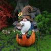 62KD Thanksgiving Fall Gnomes Statue Pumpkin Gnomes Decoration White Beard Figurine Autumn Resin Gnomes Statue for Outdoor