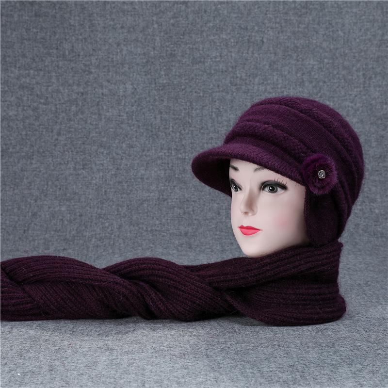 Hat Female Winter Warm Ear Hat Grandmother Mother Wool Hat Cold Old Lady Knitted Hat