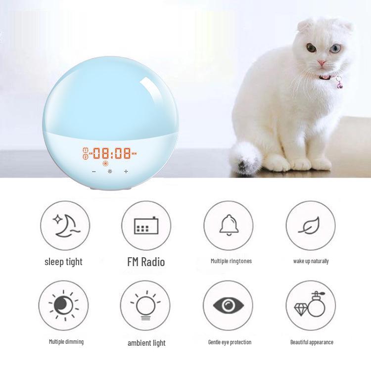 Smart Sunrise-Sunset LED Alarm Clock with Color-Changing Night Light