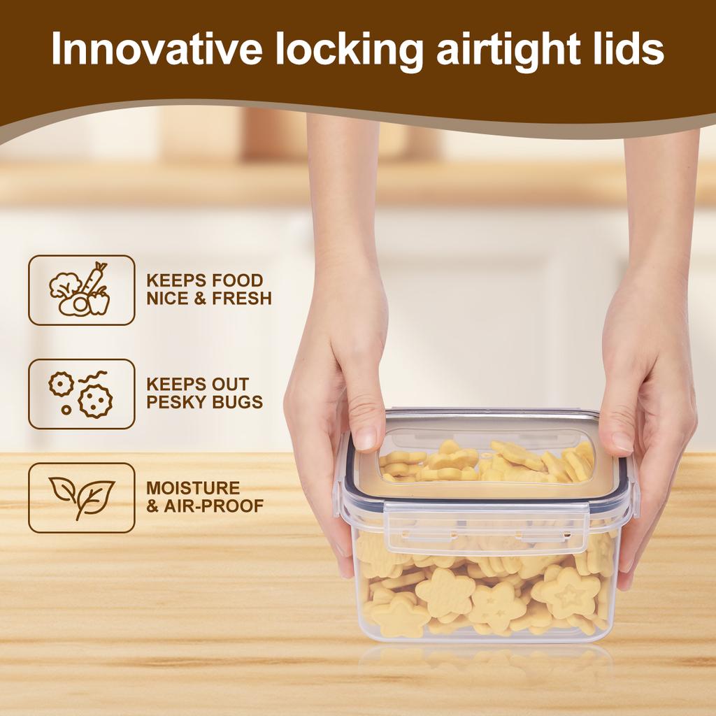 Airtight Food Storage Container 24 Pcs Clear Plastic Canister Set with Lids Labels for Kitchen Pantry Dry Grain Organization