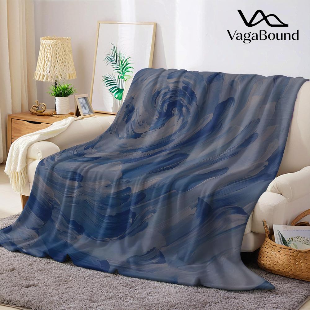 Blue Swirl Flannel Blanket Warm Soft Halloween Christmas Couch Warm Cozy Decorative Decor Gift for All Season
