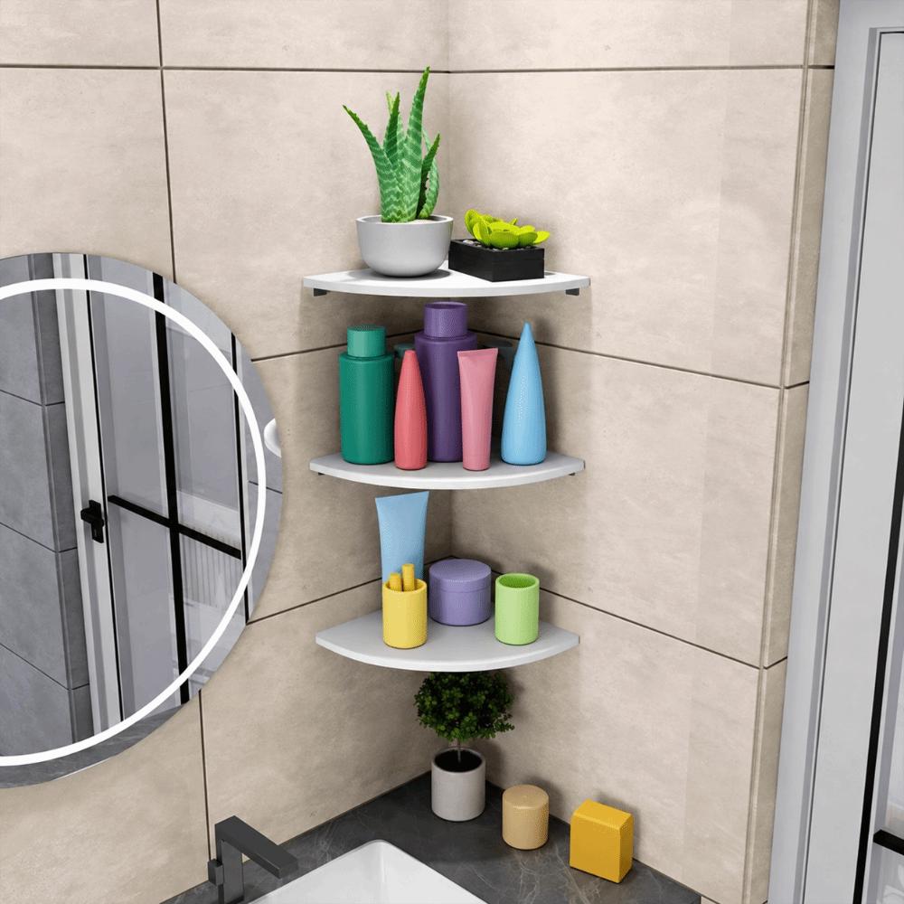 Quarter Circle Home Floating Shelves PVC Wall Corner Storage Rack Floating Corner Shelf Kitchen