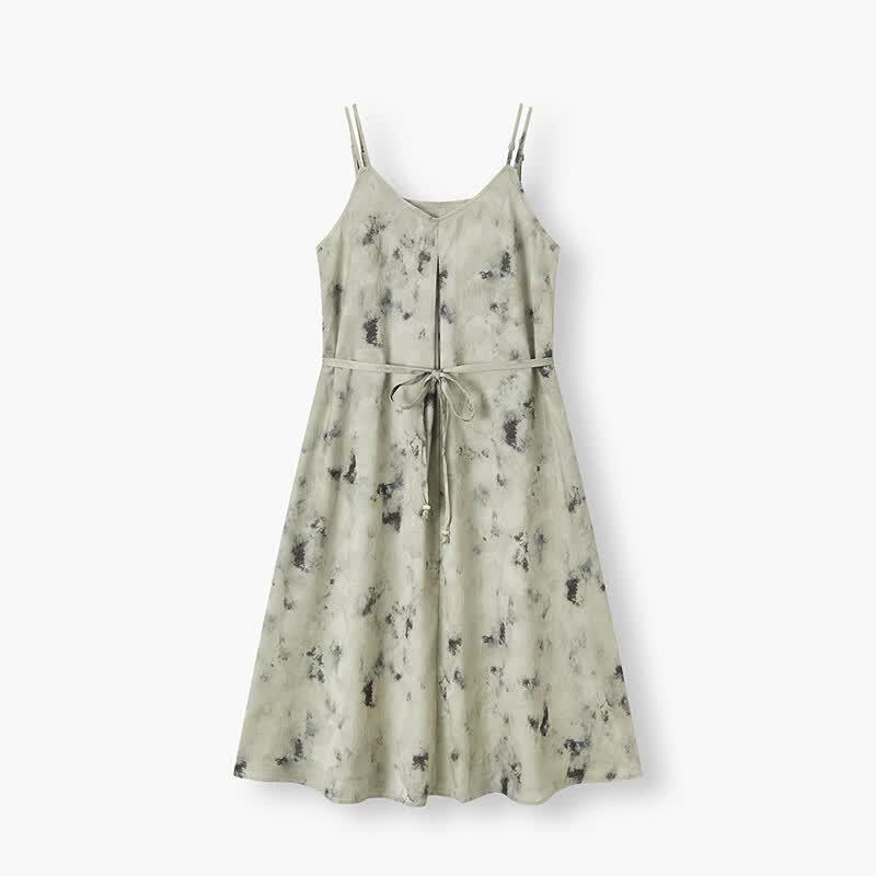 EICHITOO Women's Ink Wash Style Tie-Strap Maxi Dress