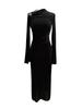 Elegant French Hepburn-Style Black Gold Velvet Dress for Women