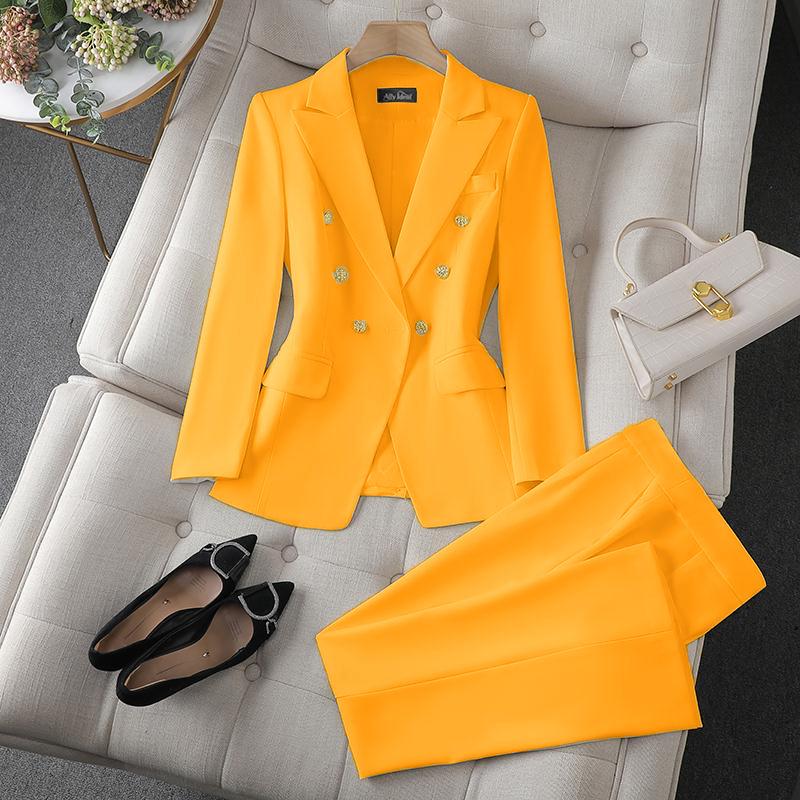 Completo Elegante da Donna per Primavera/Autunno: Completo due pezzi: Blazer Taglia Piccola + Pantaloni Monocolore