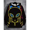 Boy's 3D Digital Printed Cat Tongue Pattern Hoodie - Black Casual Hoodie, Soft Machine Washable Fabric