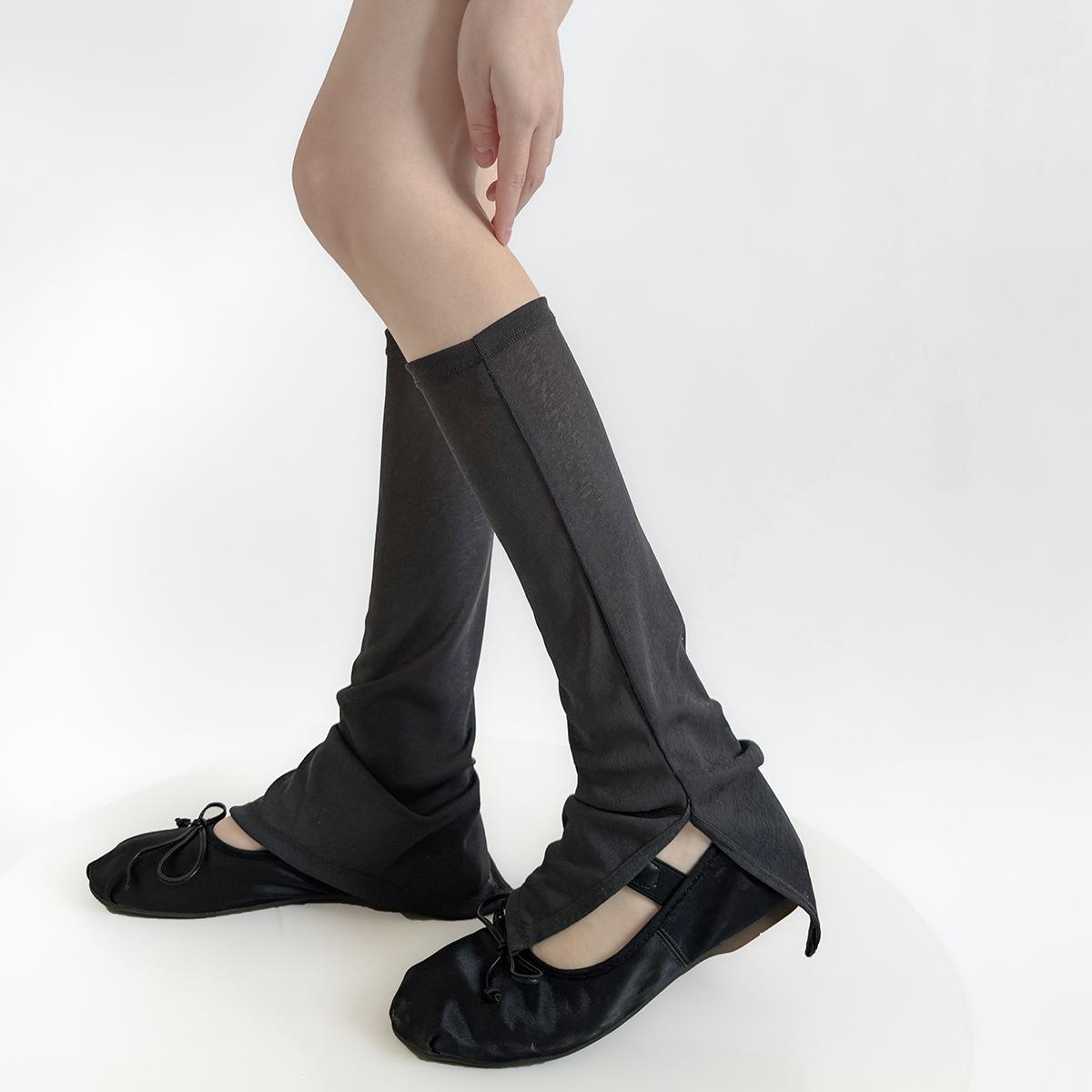 Beinlinge Sommer Dünn Atmungsaktiv Fußabdeckung Baumwolle Gestrickt Ballett Stil Mädchen Beinlinge Jk Lolita Lange Socken Damen Strümpfe One Size black
