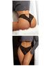 Černé krajkové kalhotky T-string se středním pasem a pohodlným výkrojem - Sexy dámské spodní prádlo plus size
