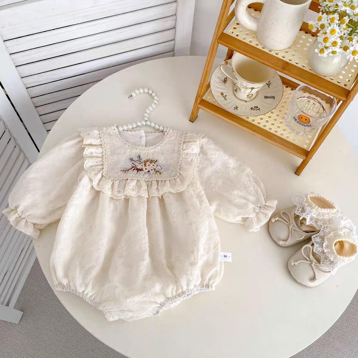 

Girls Spring Cotton Long Sleeve Romper - Newborn Fashionable Bodysuit for Spring/Autumn 73 cm