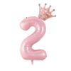 2Pcs 40 Inch Macaron Pearlescent Pink Numbers Foil Balloon Set Mini Size Bow Balloons for Boys Girls Birthday Party Decoration