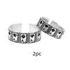 Buyee 925 Sterling Silver Couples Ring Finger Elegant Gray Poker Open Ring for Woman Men Unique Fashion Fine Jewelry Circle
