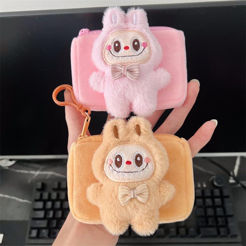 Labubu Full body ragbag bunny square plush coin purse portable card holder carry-on mini bag CLE