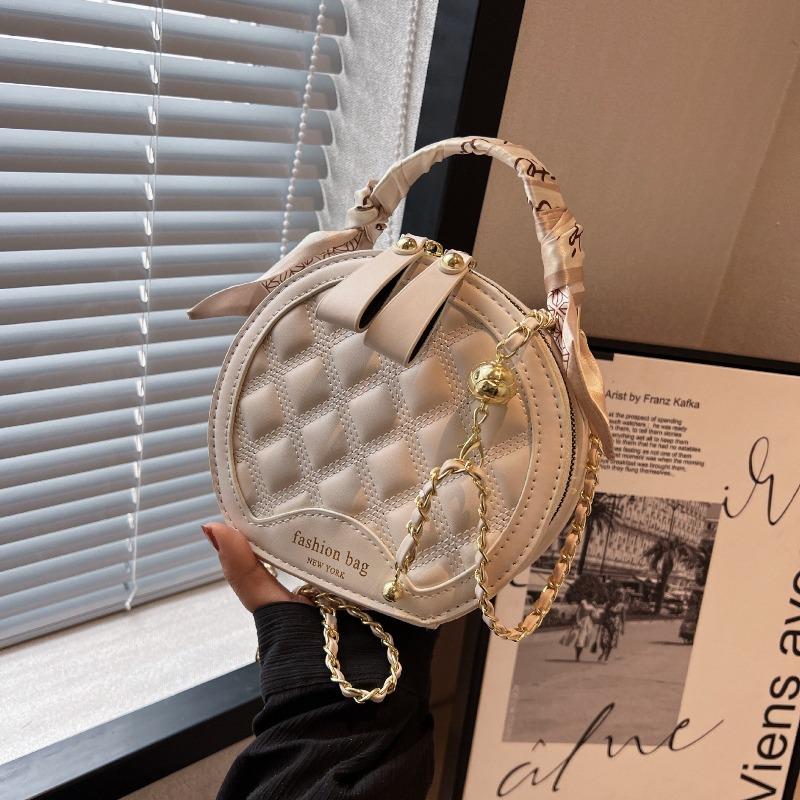 Rhombus Chain Small Bag Women's Spring and Summer Popular New Trendy Versatile Messenger Bag Fashion Handbag Small Round Bag