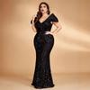 Plus-Size Foreign Trade Long Dress, New European and American Style Sequin Dress, Evening Gown for Parties