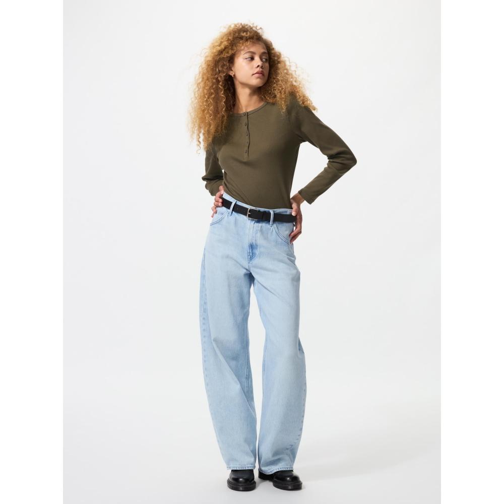 Uniqlo Rib Henley Neck T shirT Long Sleeve